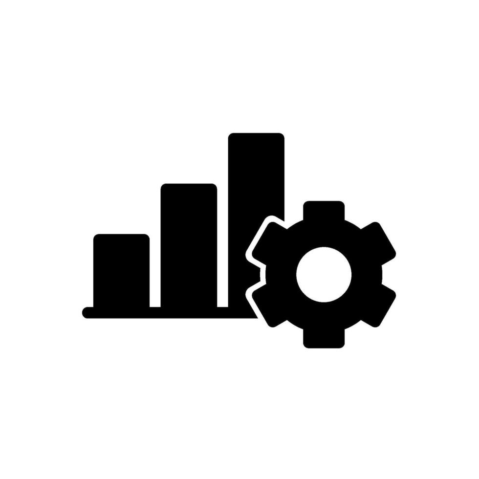 Progress icon with bar graph and gears vector