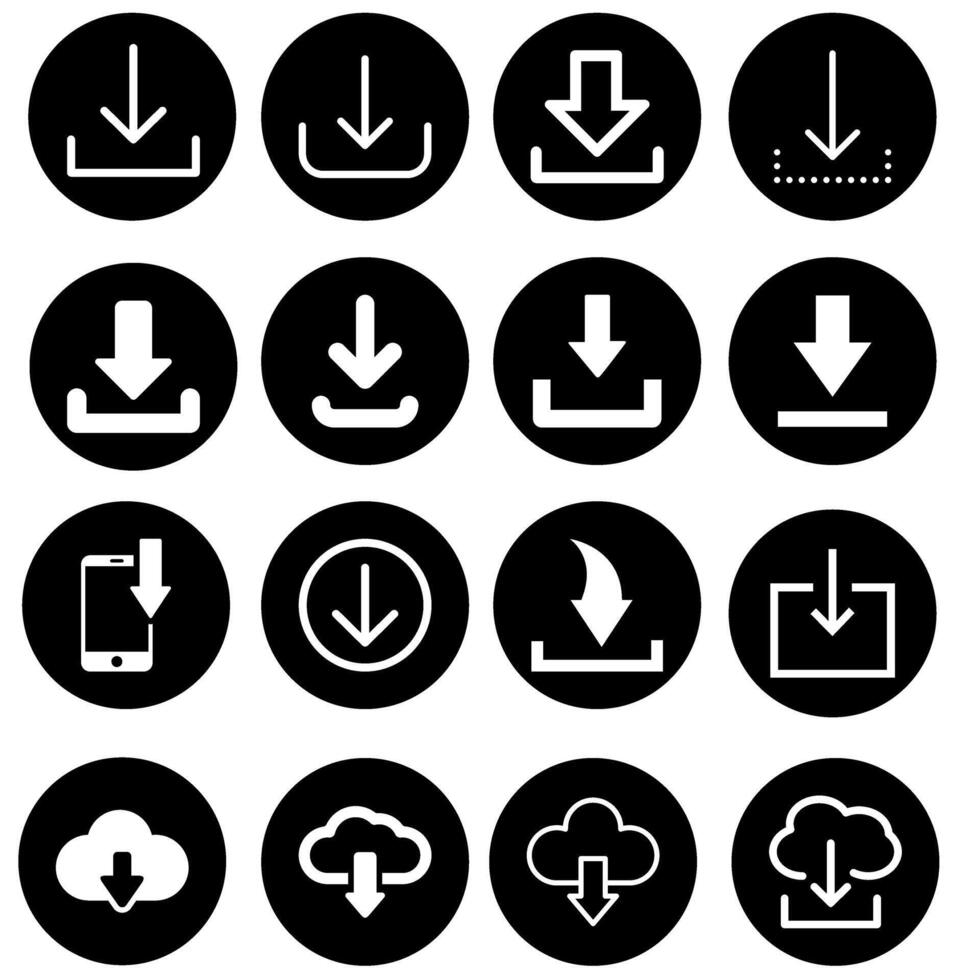 Download icon set. interface illustration sign collection. load symbol. upload logo or mark. vector