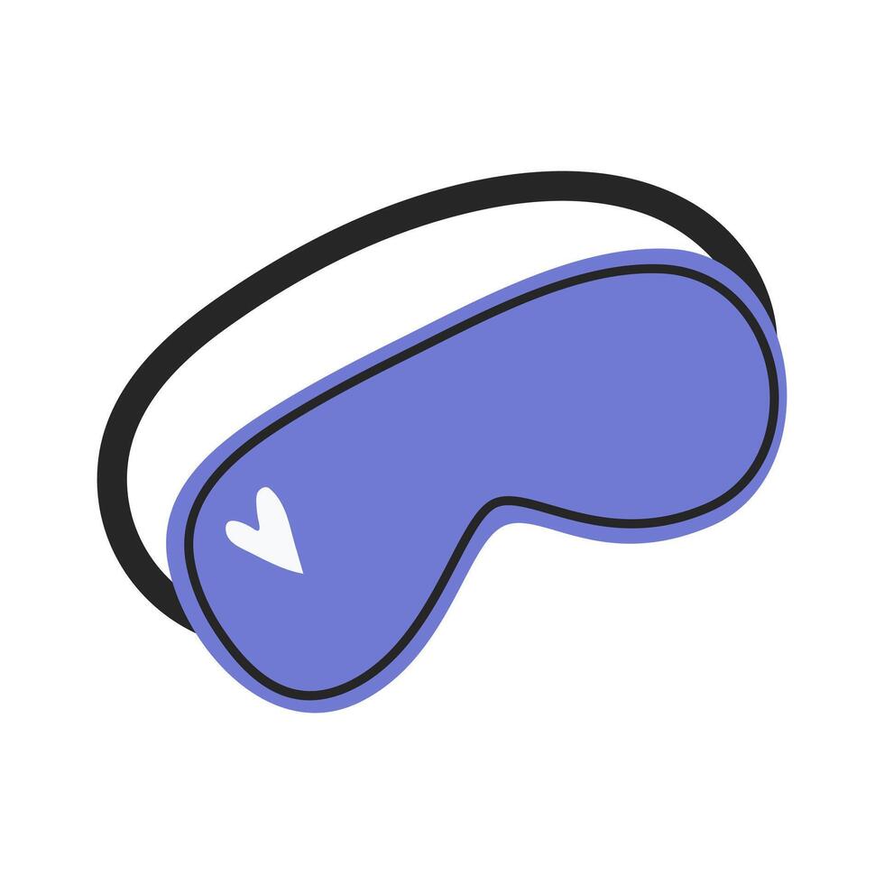 Sleep mask. Cute night mask with a heart. Sleeping accessory. White isolated background. illustration. vector