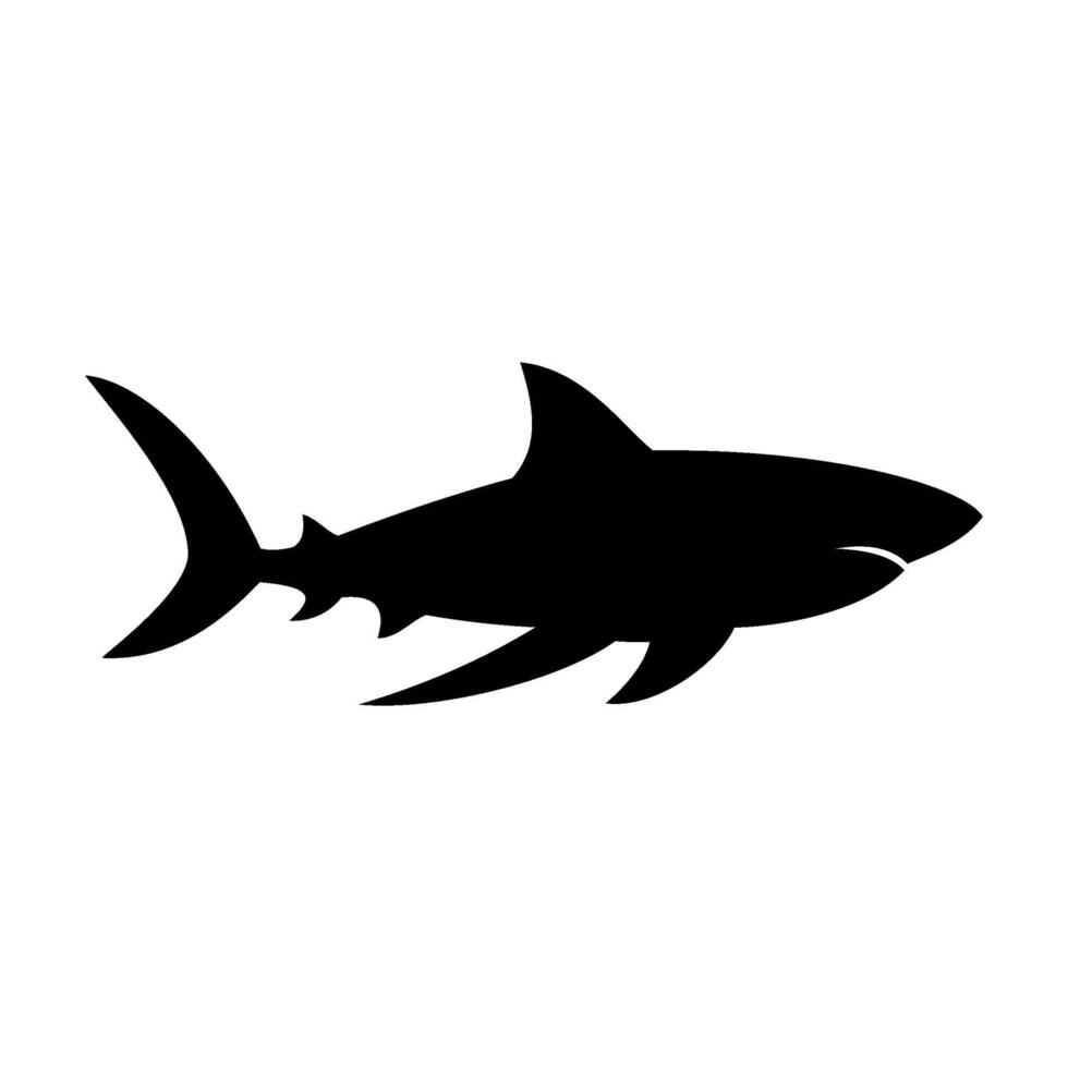 Shark silhouette flat illustration on isolated background vector