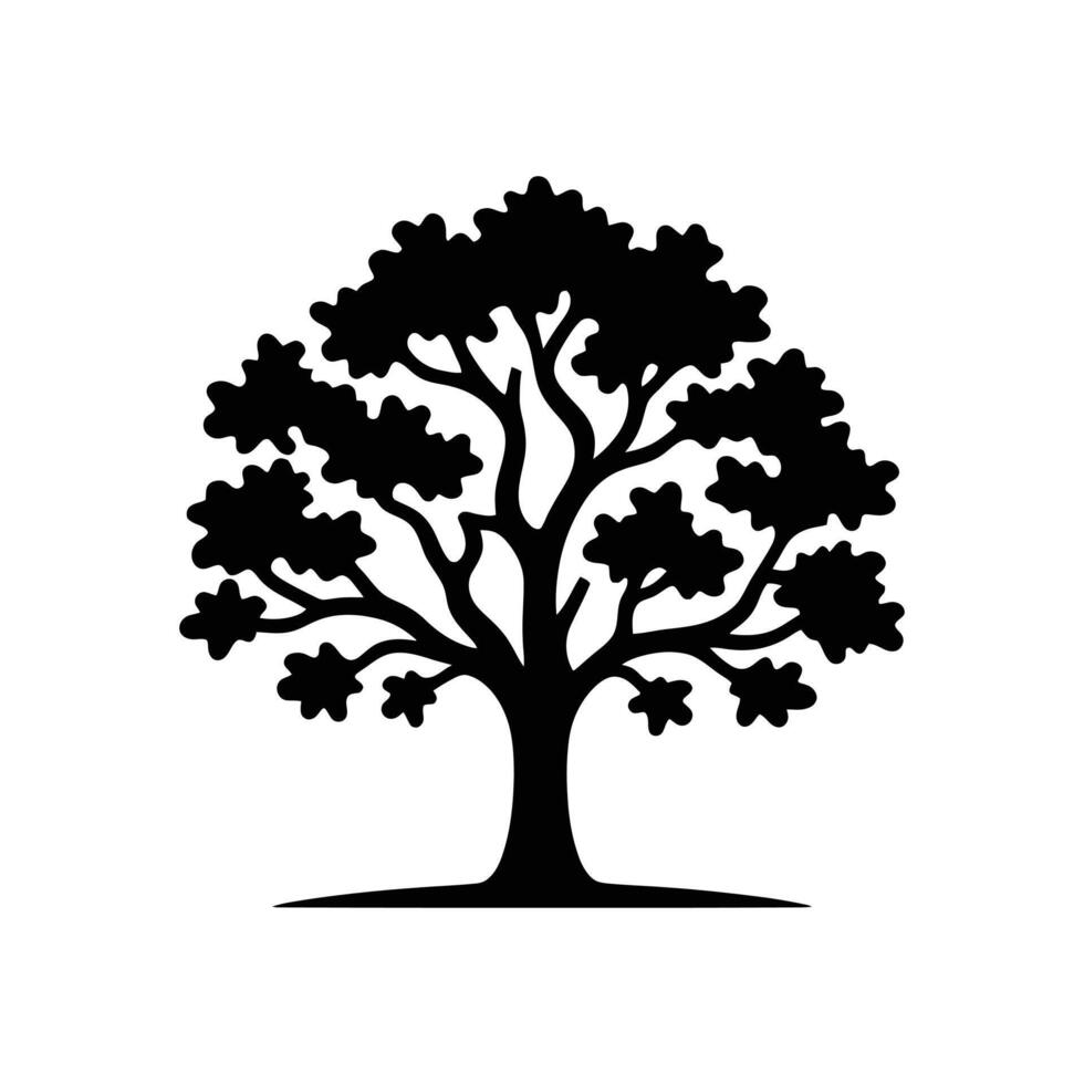 Oak tree logo illustration silhouette vector