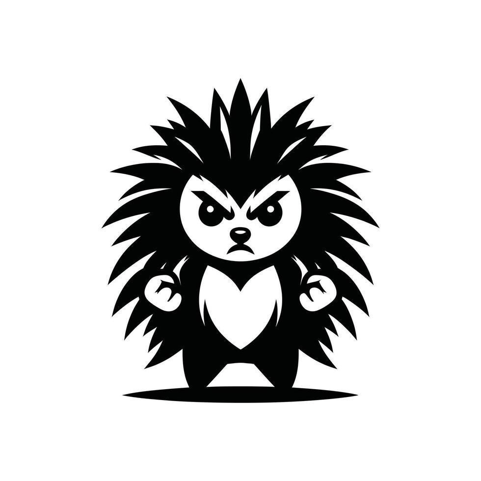 Angry Hedgehog Silhouette Icon logo vector