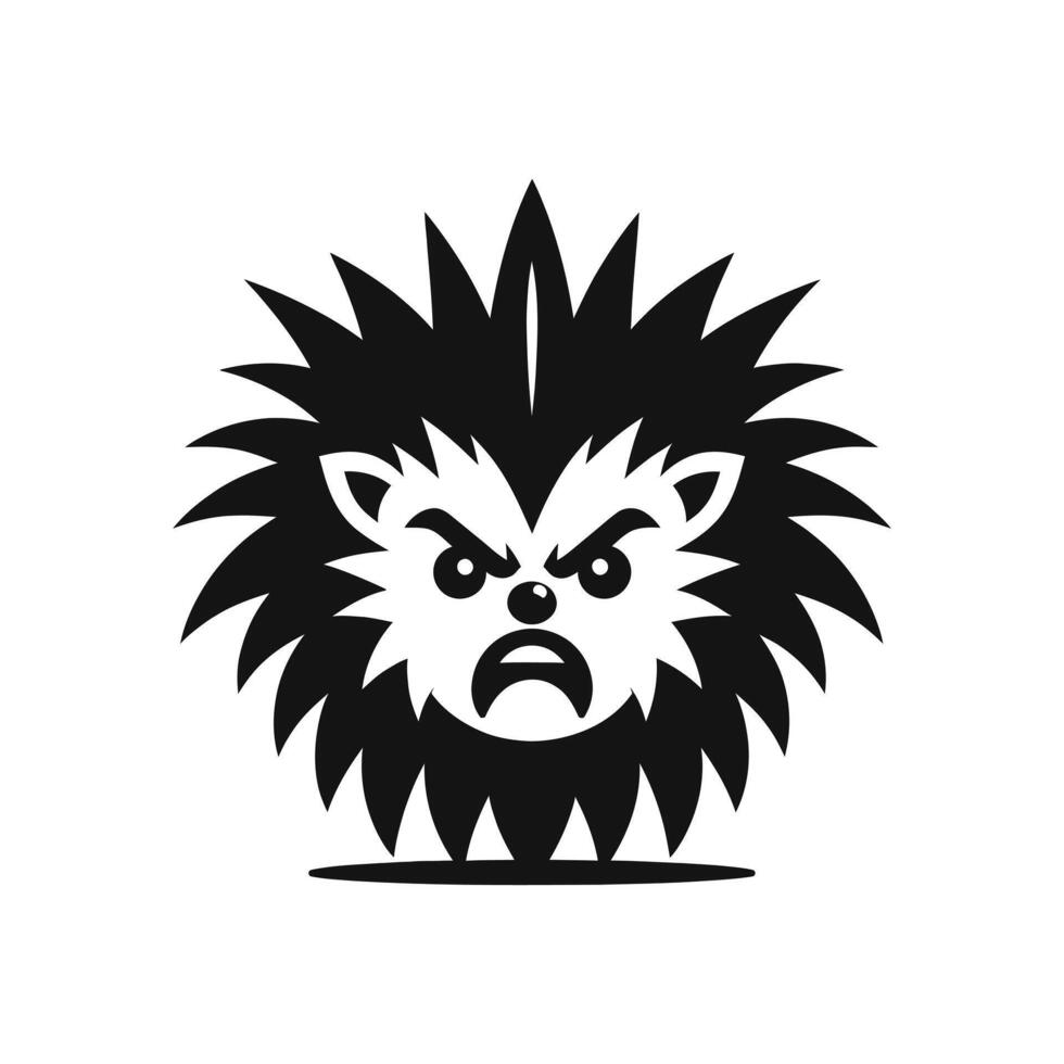 Angry Hedgehog Silhouette Icon logo vector