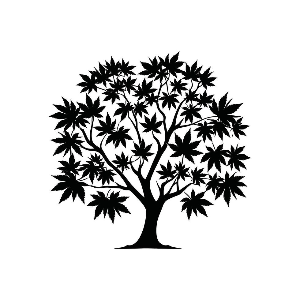 silhouette of a maple tree symbol of autumn fall vector