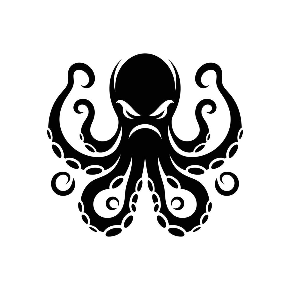 mano dibujado enojado pulpo logo icono silueta ilustración símbolo vector