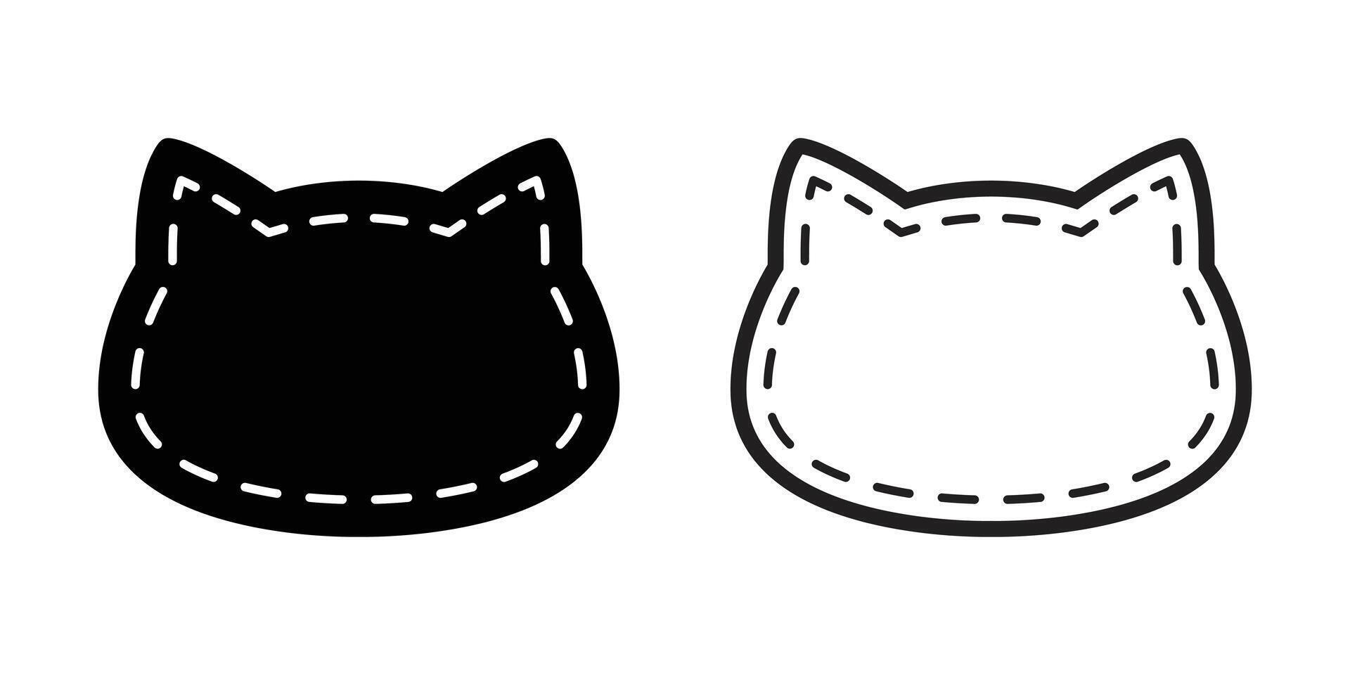 gato gatito icono guión línea calicó mascota raza cabeza personaje dibujos animados garabatear símbolo ilustración diseño vector