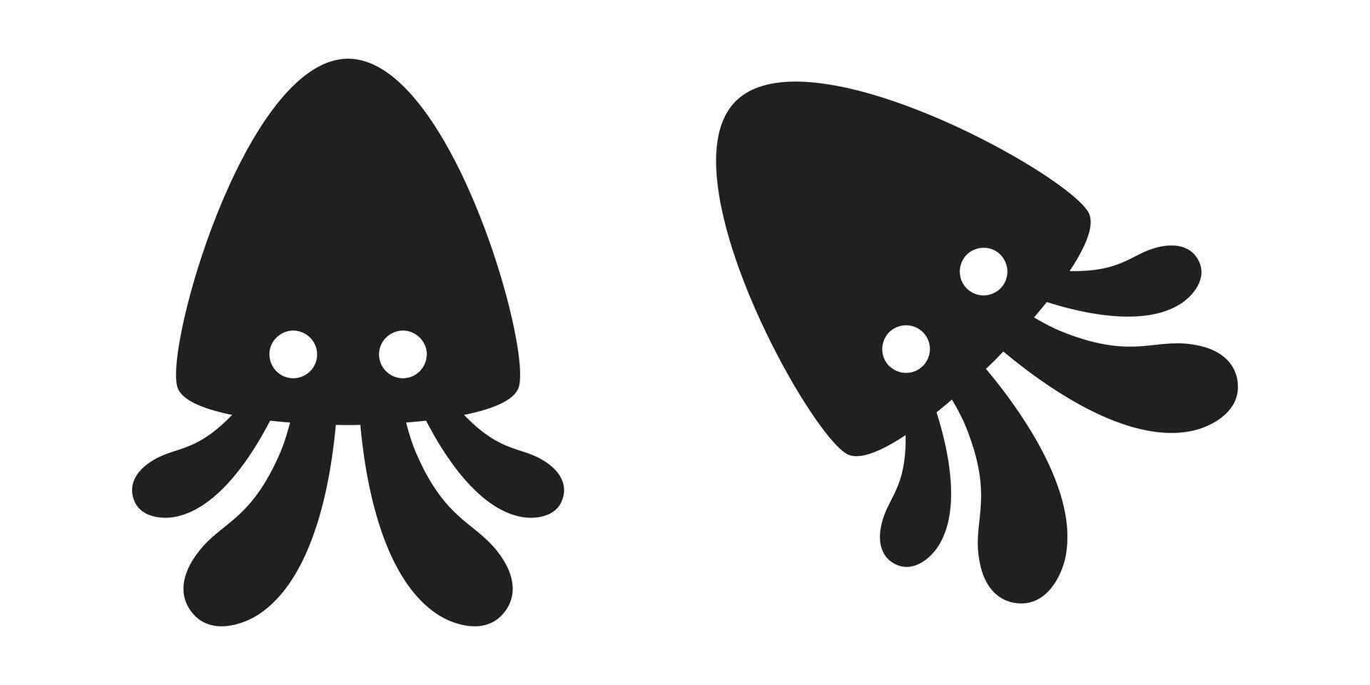 squid octopus icon fish logo cartoon character symbol illustration design vector