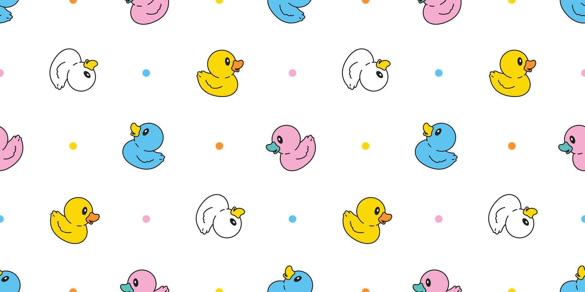 duck seamless pattern rubber duck bathroom shower toy chicken bird pet scarf isolated cartoon animal tile wallpaper repeat background doodle illustration design vector