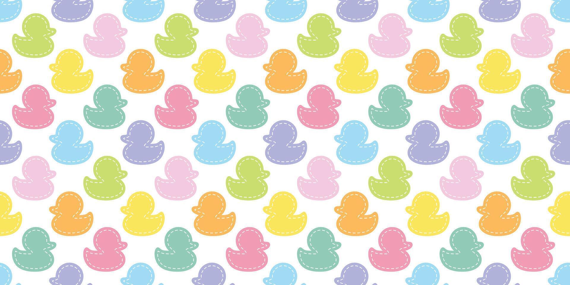 duck seamless pattern rubber duck bathroom shower dash line toy chicken bird pet scarf isolated cartoon animal tile wallpaper repeat background doodle illustration pastel color design vector