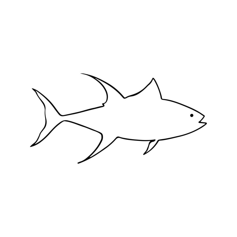 Fish Outline Design For Coloring Book. Marine Life Animal Illustration vector