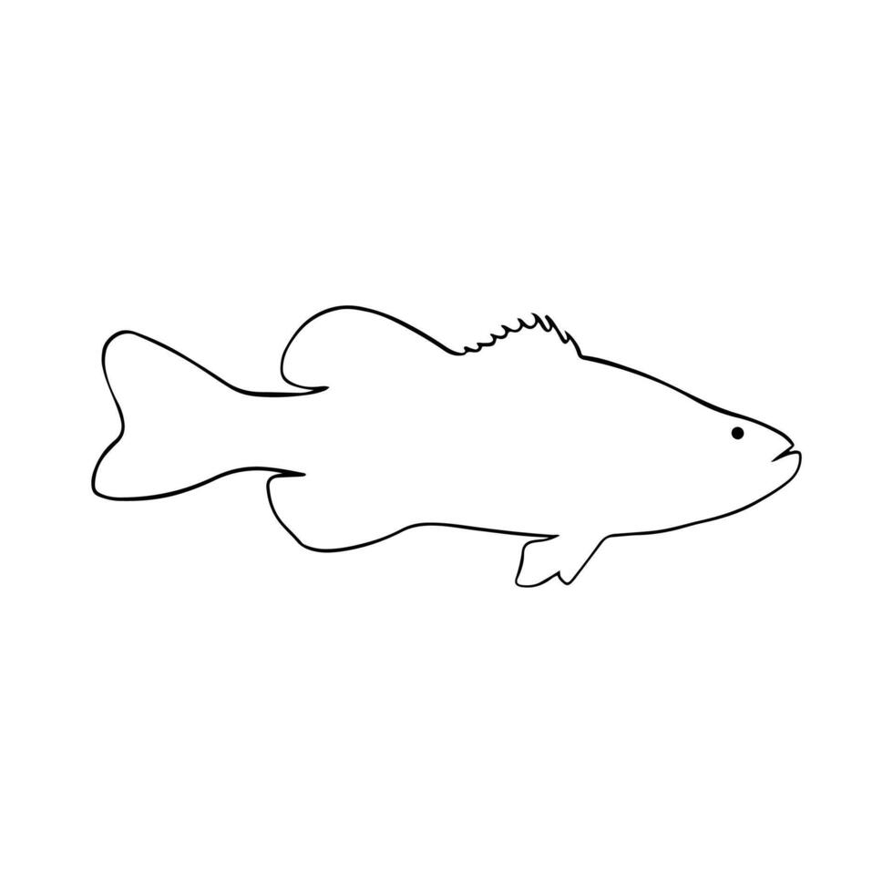 Fish Outline Design For Coloring Book. Marine Life Animal Illustration vector