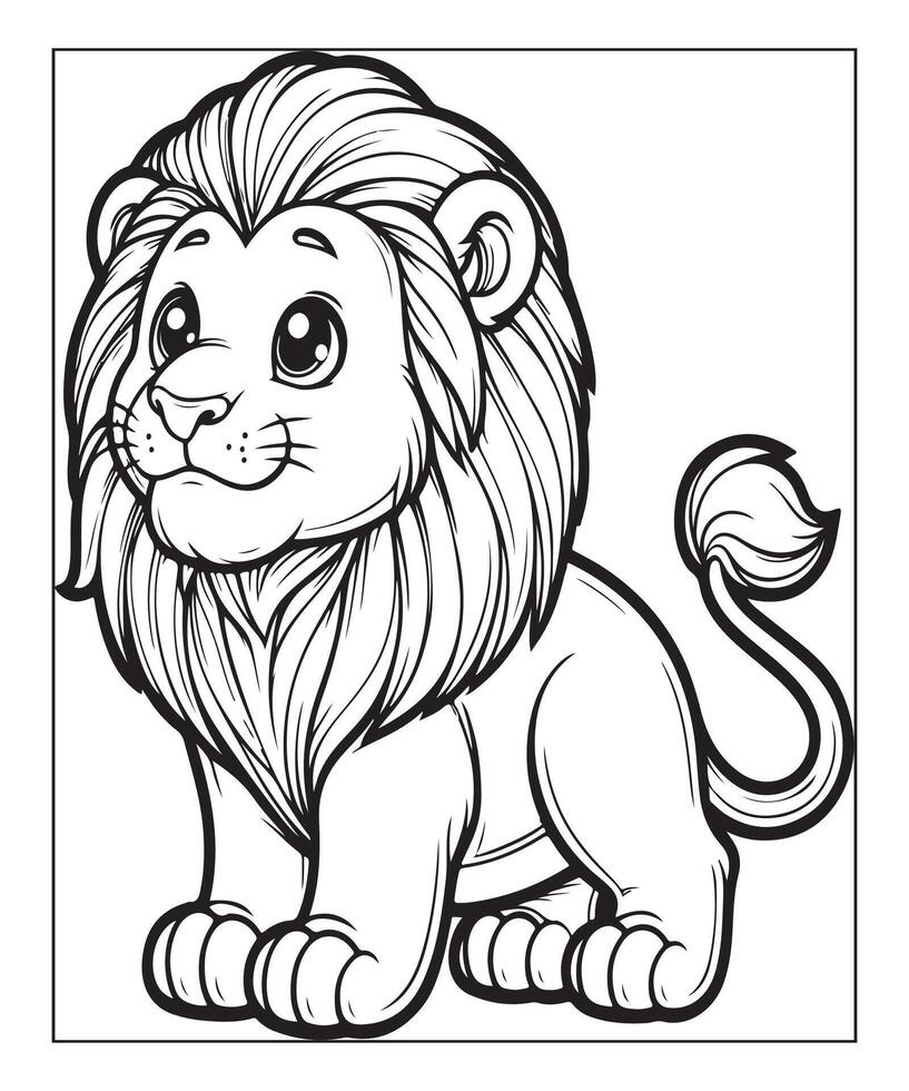 Lion coloring page for kids vector