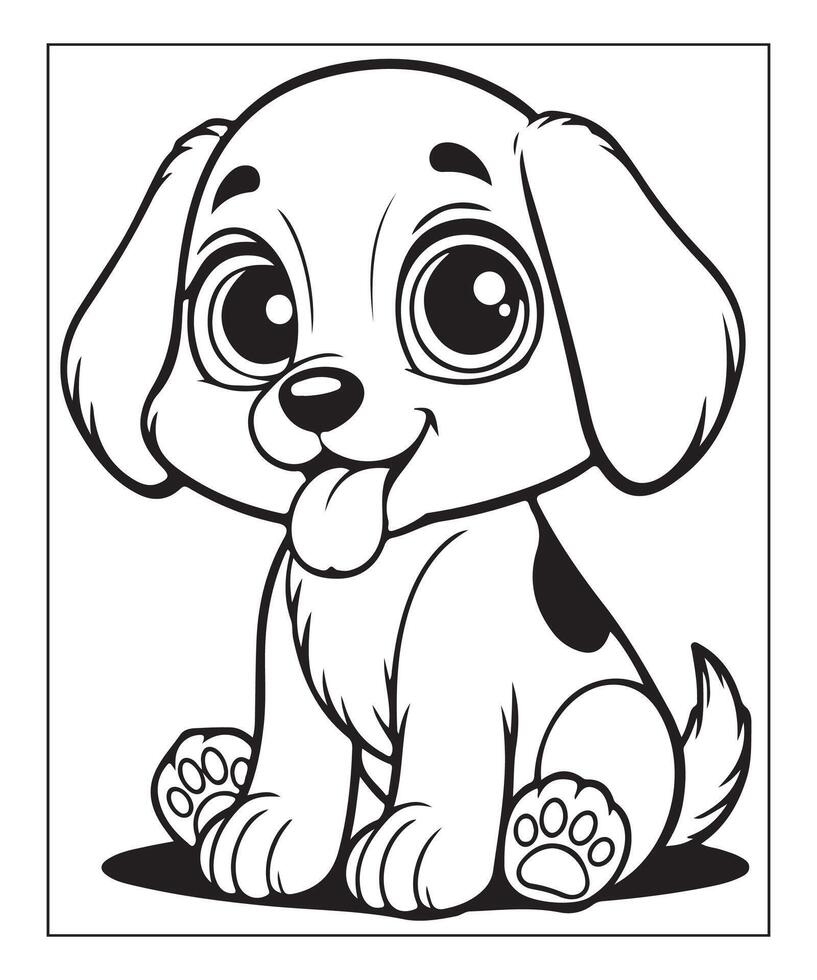 AI generated cute puppy coloring page illustration vector