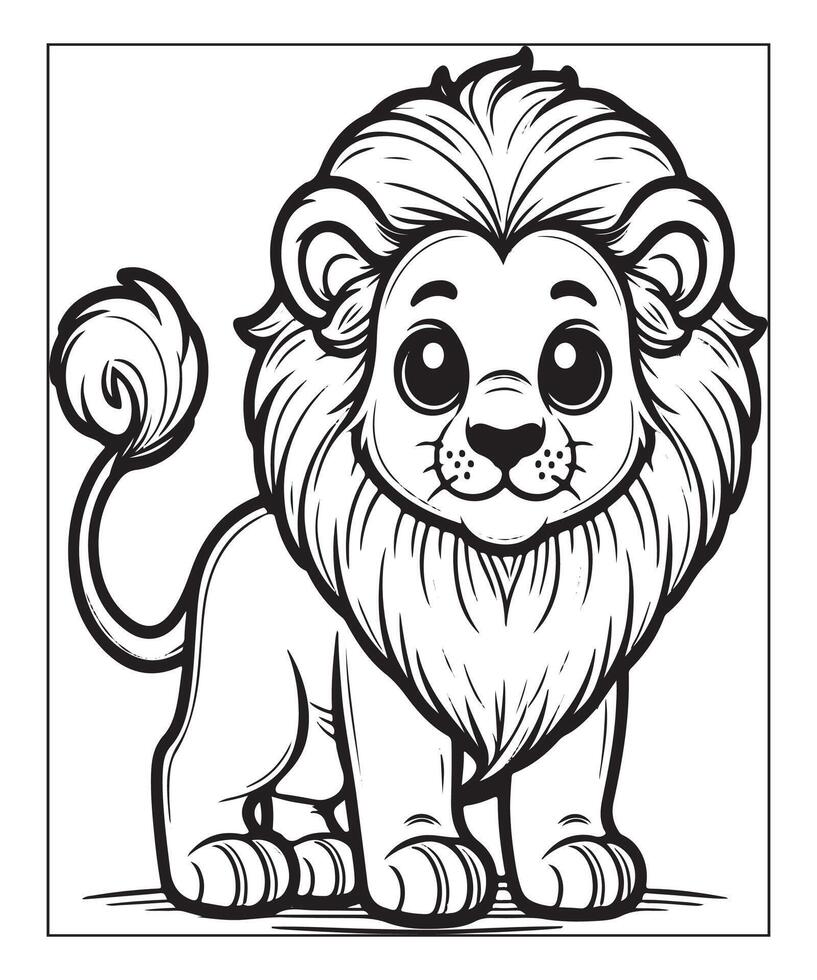 Lion coloring page for kids vector