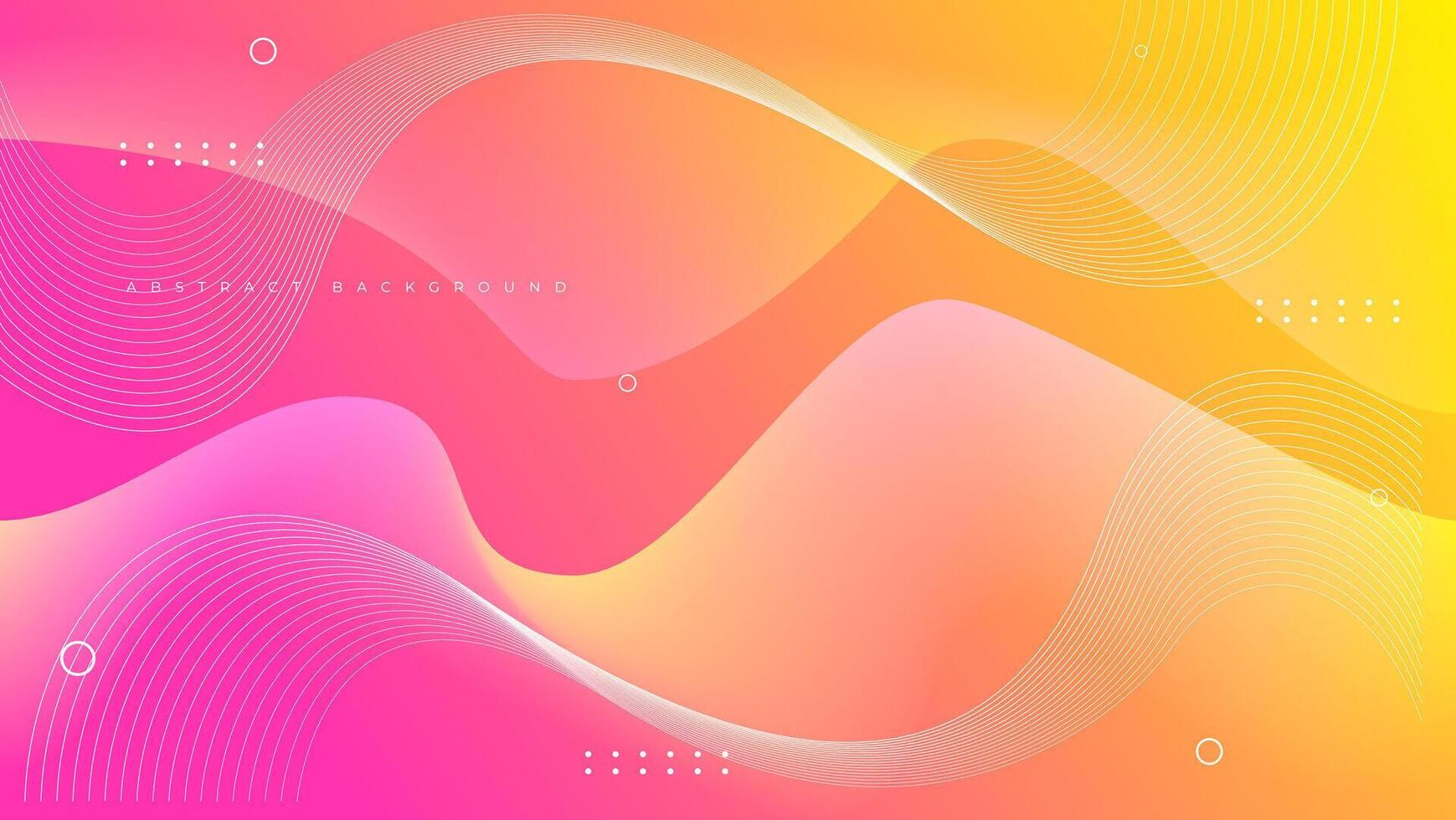 yellow pink gradient wave abstract background with wavy lines vector