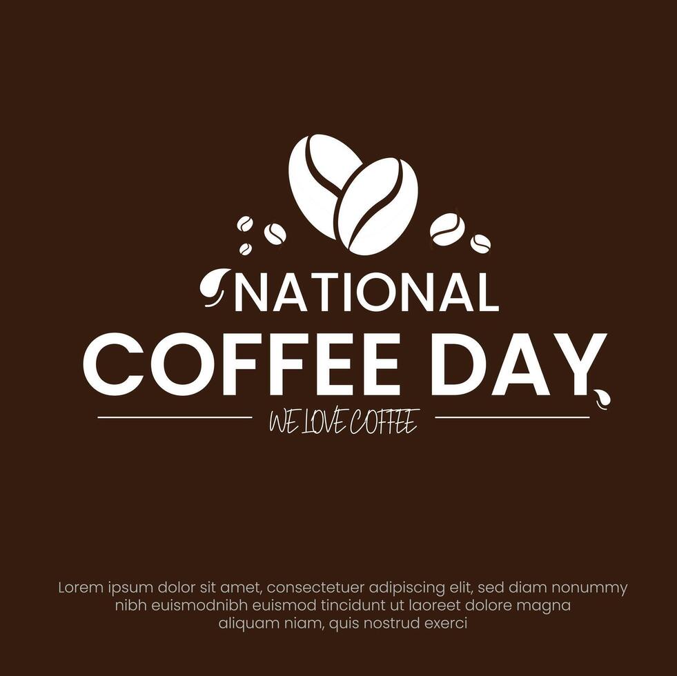 international coffee day vector logotype with lettering and card with text inscription