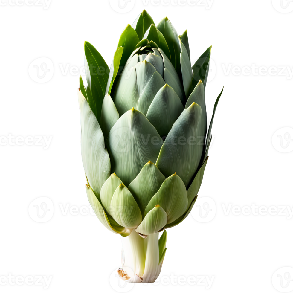 A large green vegetable with a white stem. The stem is attached to the vegetable and is the only visible part of it. png