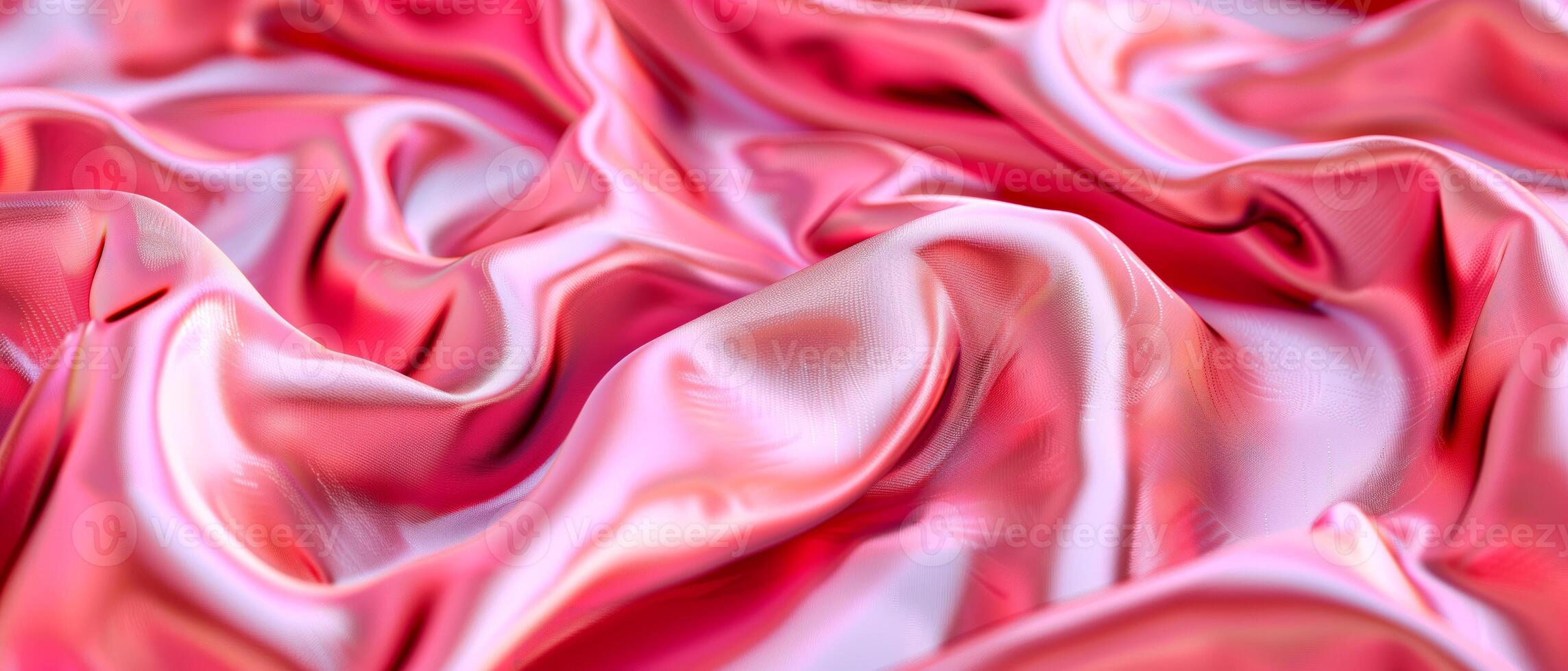 Close up of pink silk satin shiny fabric texture as background. Silky cloth curtain texture. photo