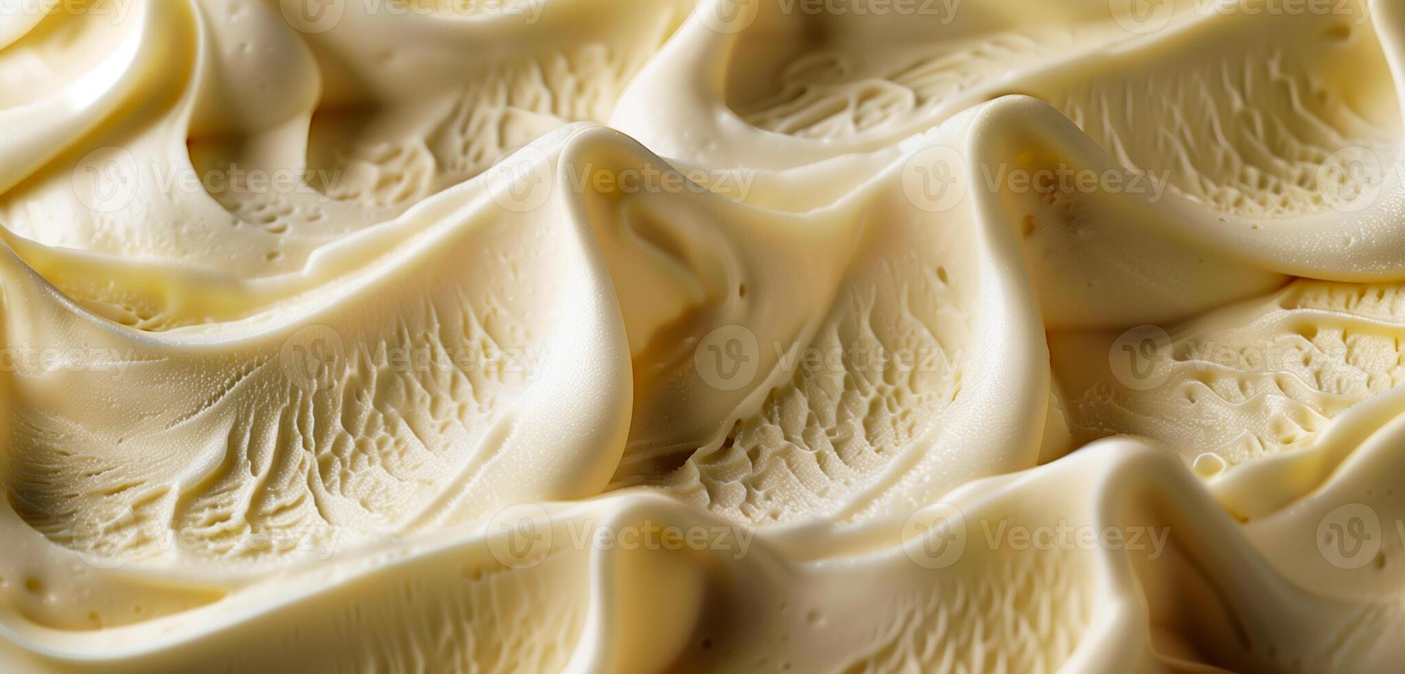 Top view of delicious vanilla ice cream texture close up. photo