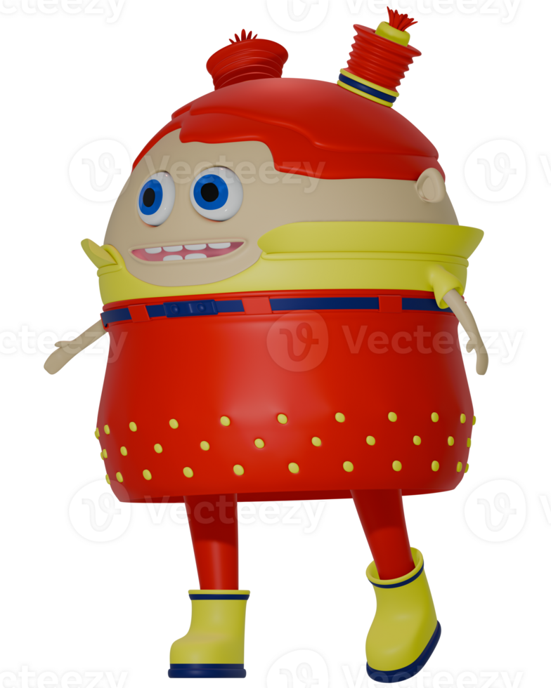 3D female personage yellow red clothes happy png