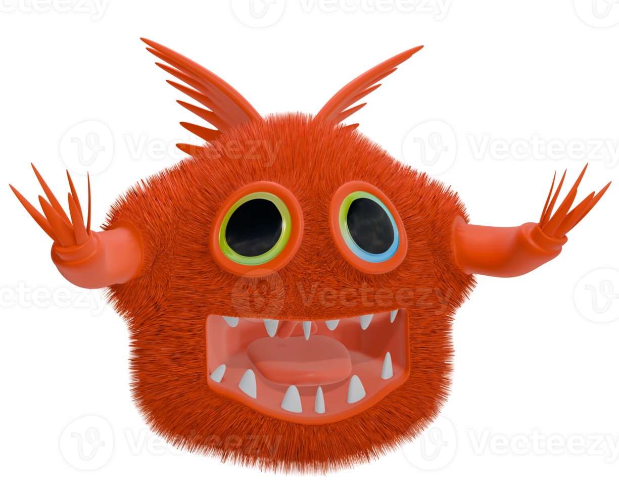 3d Monster- Persönlichkeit rot glücklich png