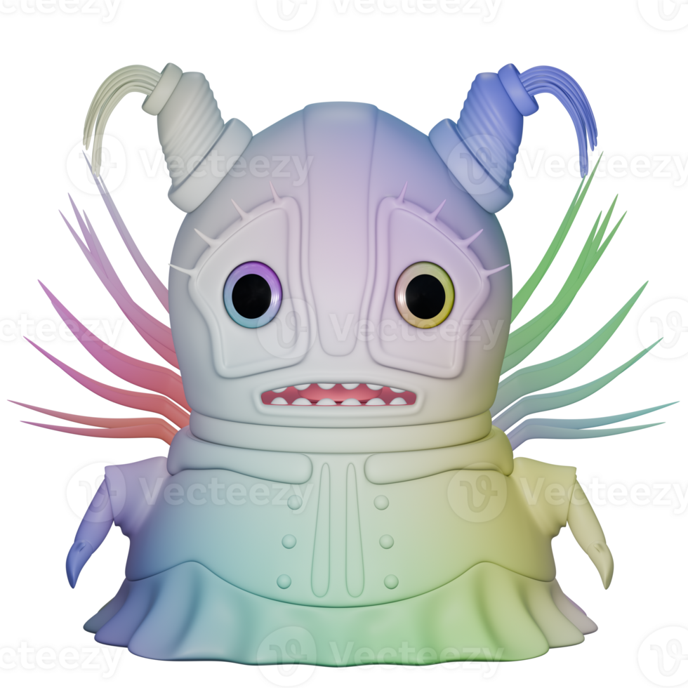 3D monster personage female sad colorful png