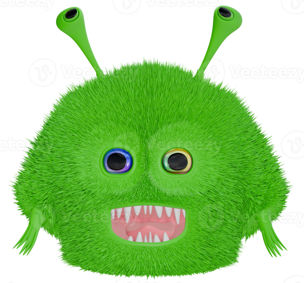 3D monster personage green shock png