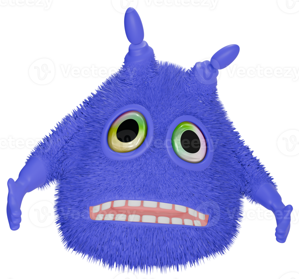 3d Monster- Persönlichkeit Blau traurig png