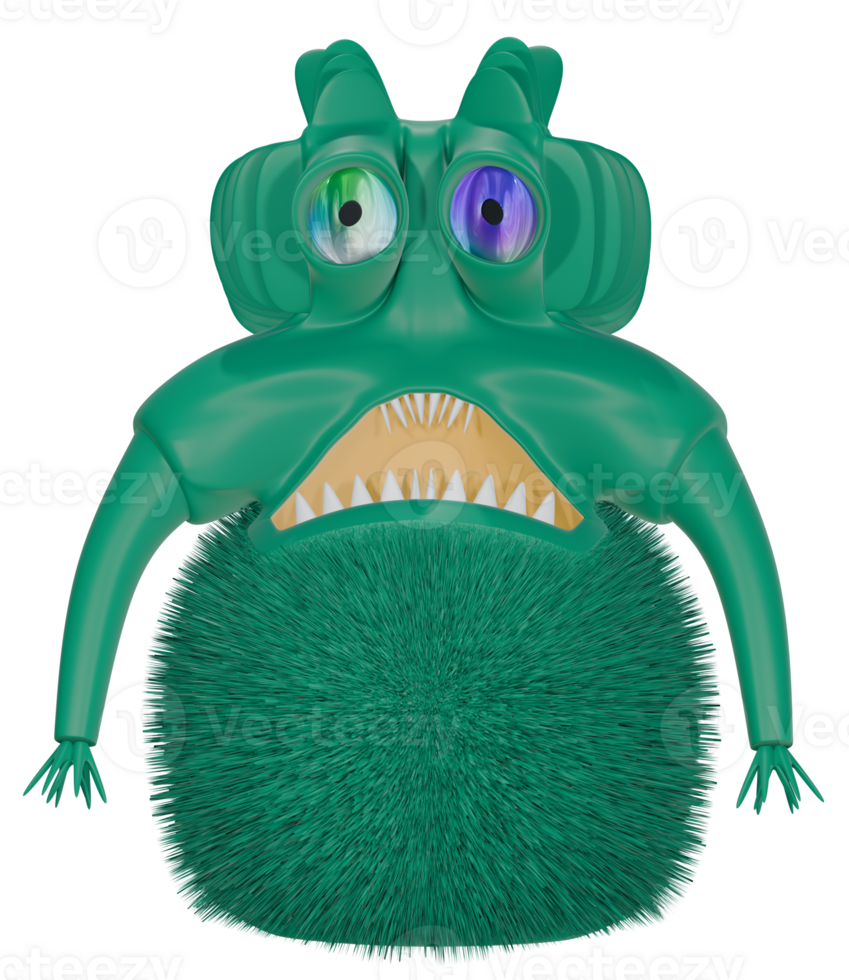 3d Monster- Persönlichkeit Grün Schock png