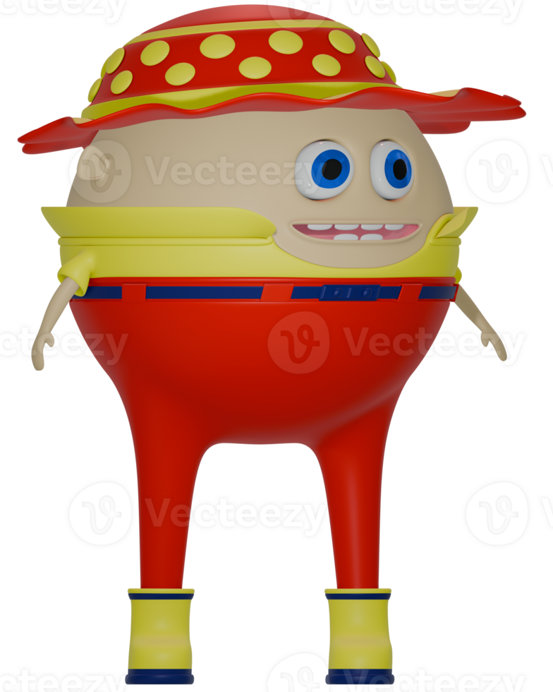3D male personage yellow red clothes happy png