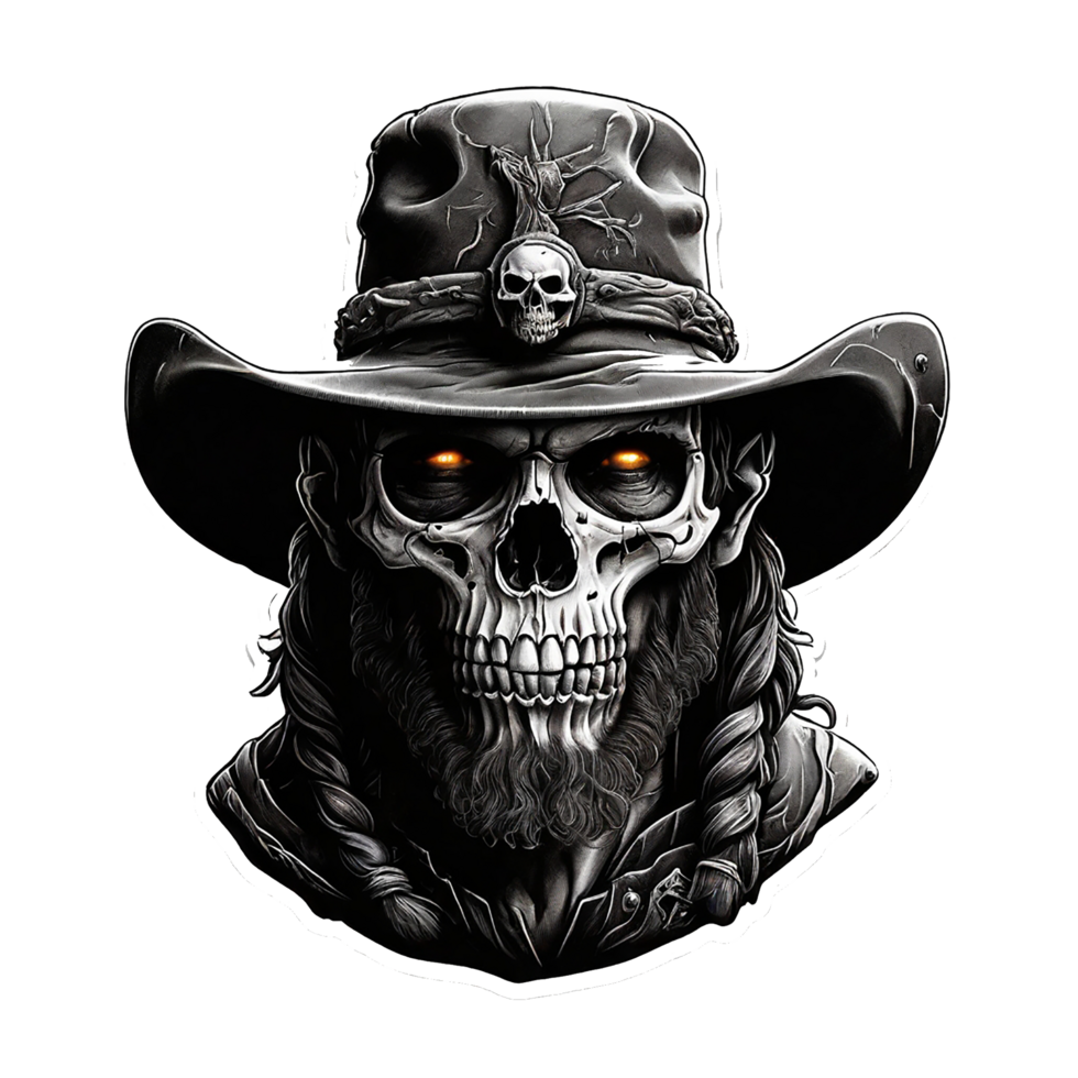 cowboy with a skull for a face png