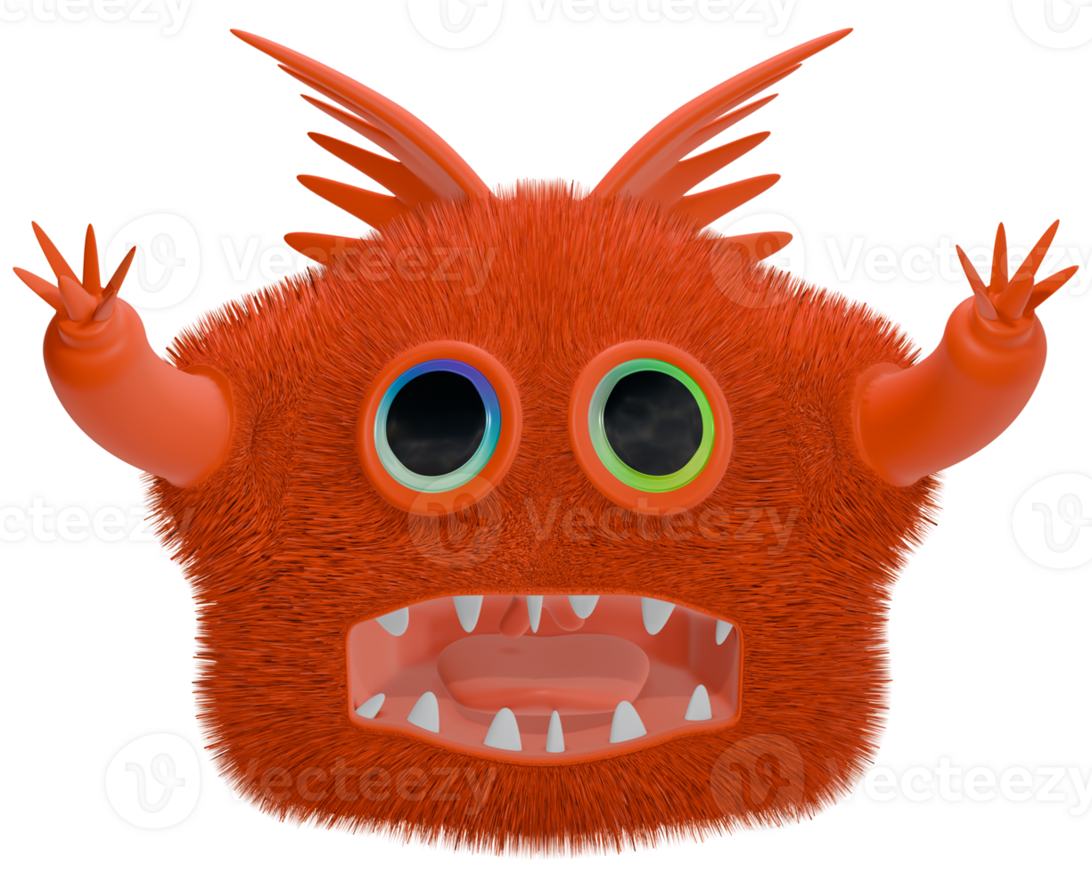 3d Monster- Persönlichkeit rot Schock png