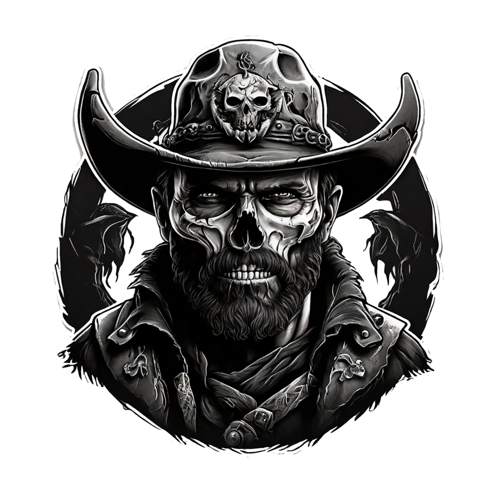cowboy with a skull for a face png