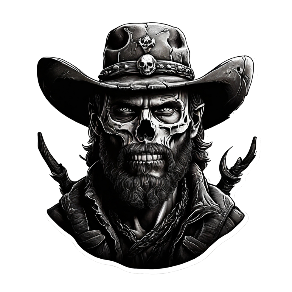 cowboy with a skull for a face png