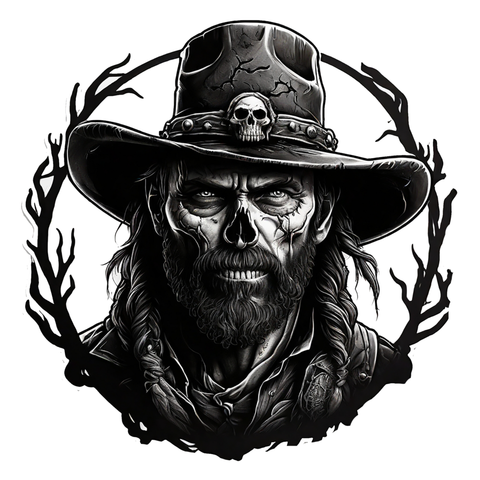 cowboy with a skull for a face png