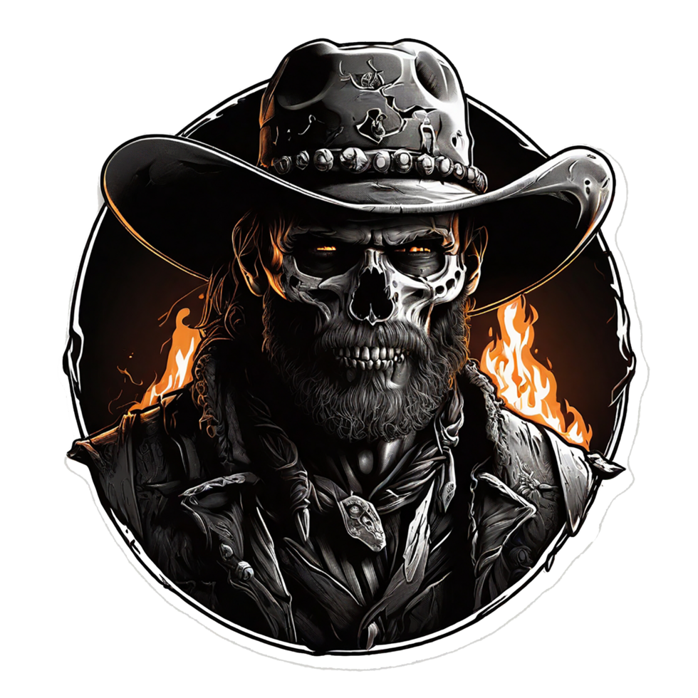 cowboy with a skull for a face png
