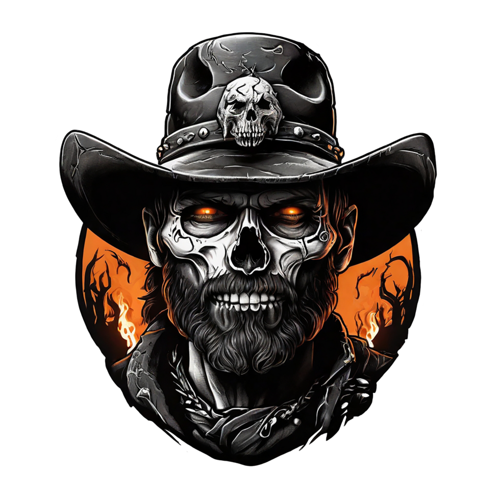 cowboy with a skull for a face png