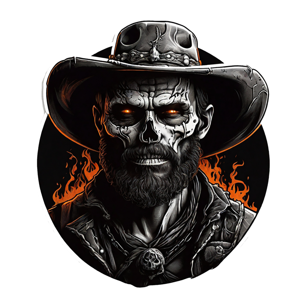 cowboy with a skull for a face png