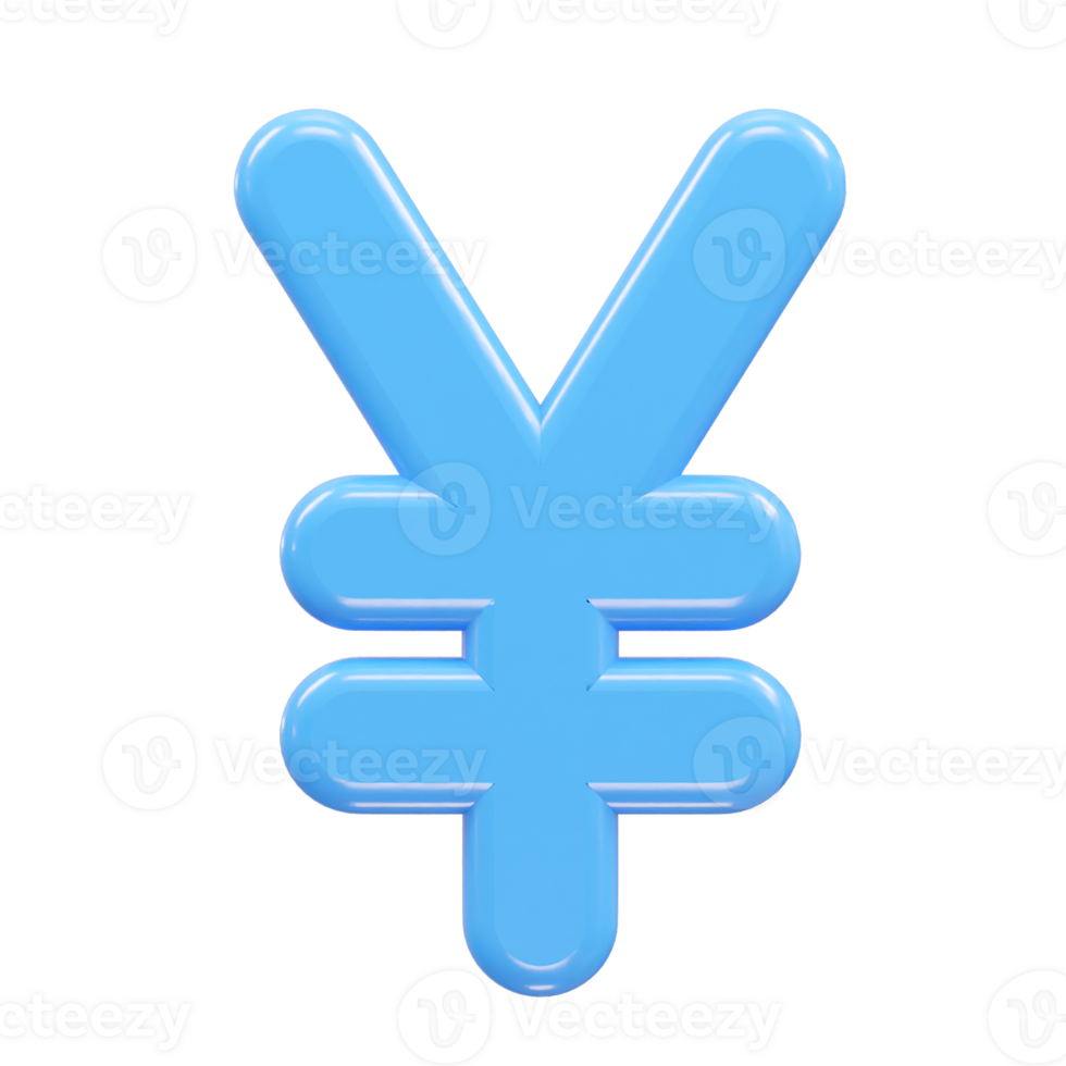 Yen currency icon 3d rendering illustration png