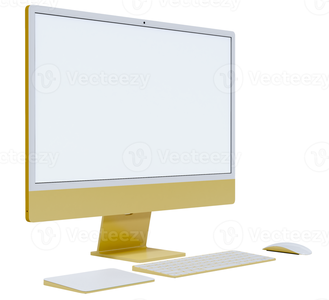 Realistic Monitor 24 inch computer monitor display mockup Template For presentation branding, corporate identity, advertising, branding business. 3D rendering png