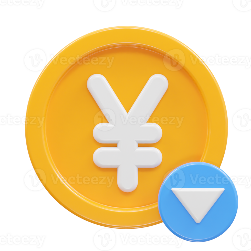Yen currency icon 3d rendering illustration png