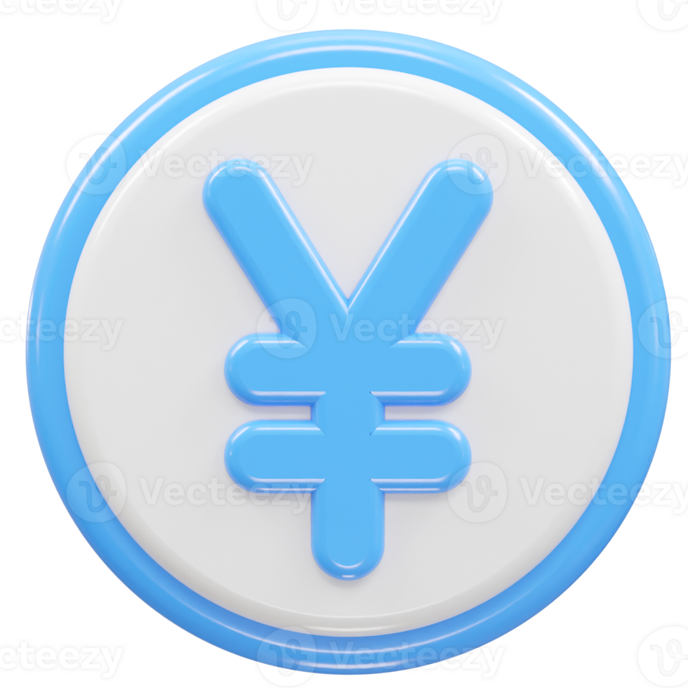 Yen currency icon 3d rendering illustration png