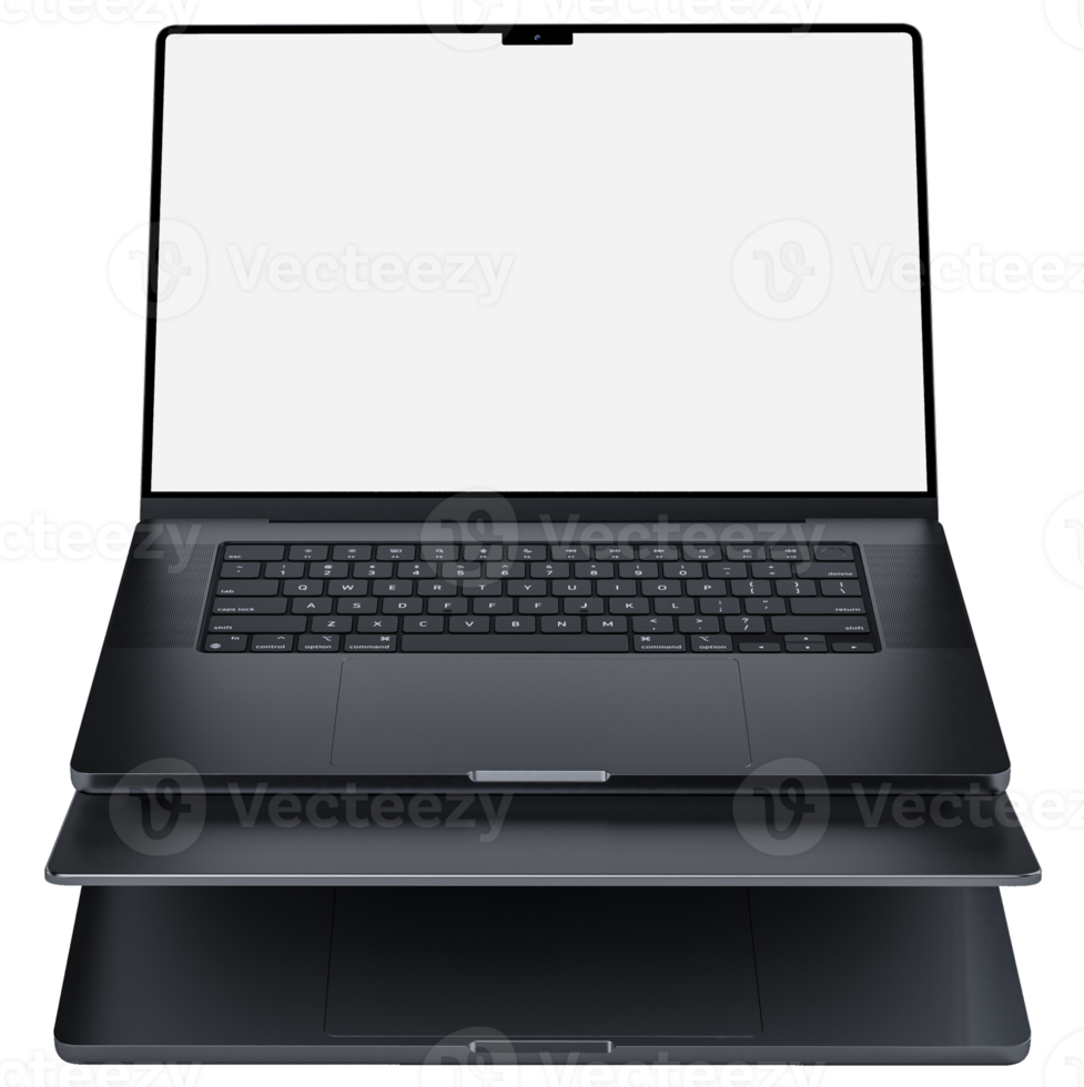 Realistic modern laptop mockup with blank screen. Device concept for for presentation branding identity global business or Showcase your apps, websites and other digital projects. 3D rendering png