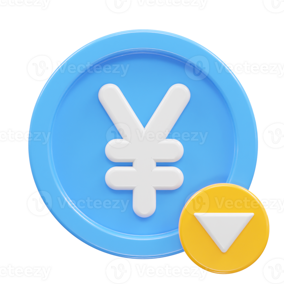 Yen currency icon 3d rendering illustration png