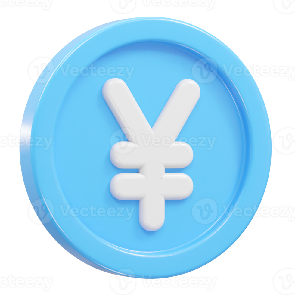 Yen currency icon 3d rendering illustration png