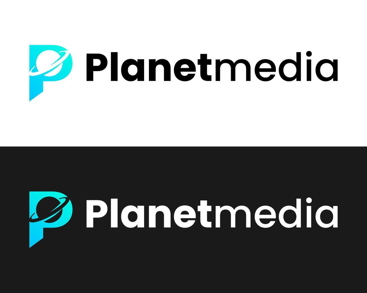 Letter P monogram space planet logo design. vector