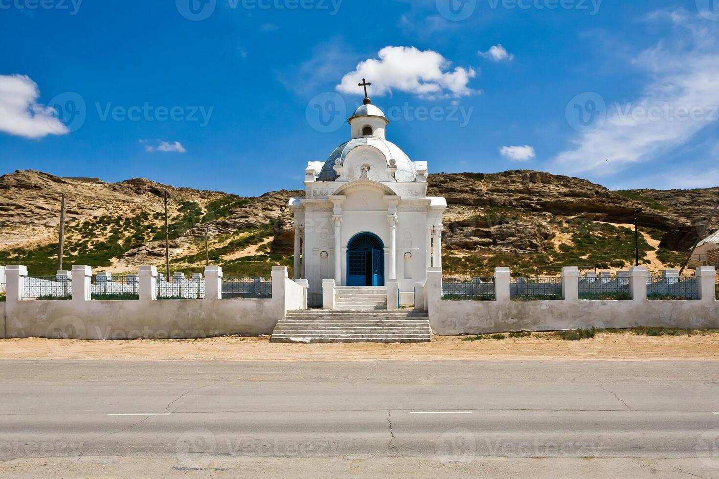 Beautiful white Russian Christian Orthodox Church. Religion photo