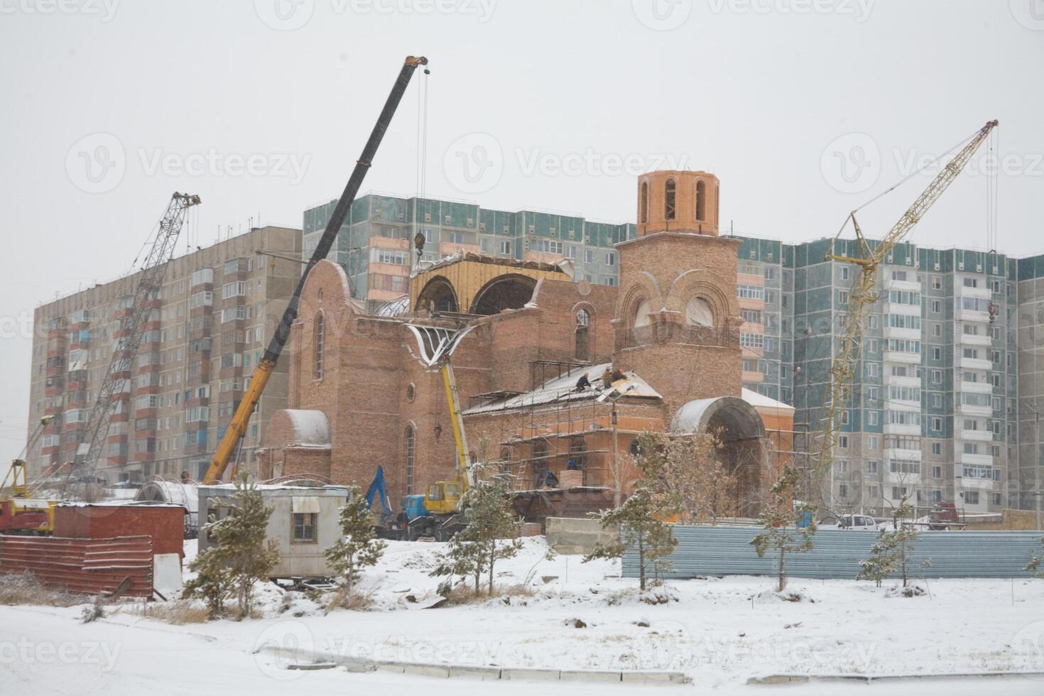 Beautiful white Russian Christian Orthodox Church. Religion photo