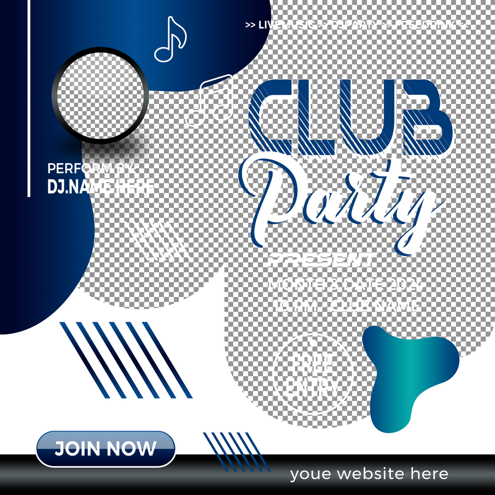 Club Party Events, Music event square banner. Suitable for music flyer, poster and social media post template psd