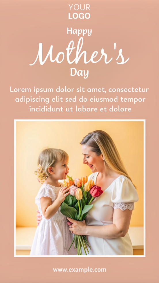 A woman and a child are holding flowers happy mother's day psd